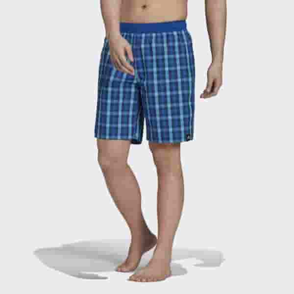 classic-length check swim shorts